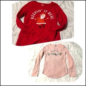 Old Navy Girls waffle pink and red Flannel Tee bundle